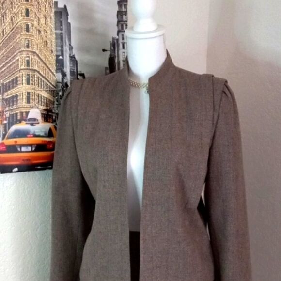 Vintage 60s Wool Skirt Suit SIZE 3/4 BROWN LINED - Picture 2 of 16